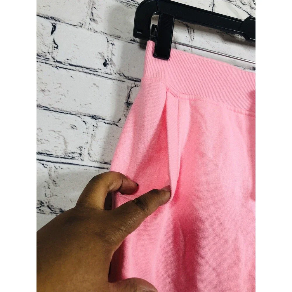 Champion Girls Sweatpants Joggers Logo Drawstring Pink Size Large
